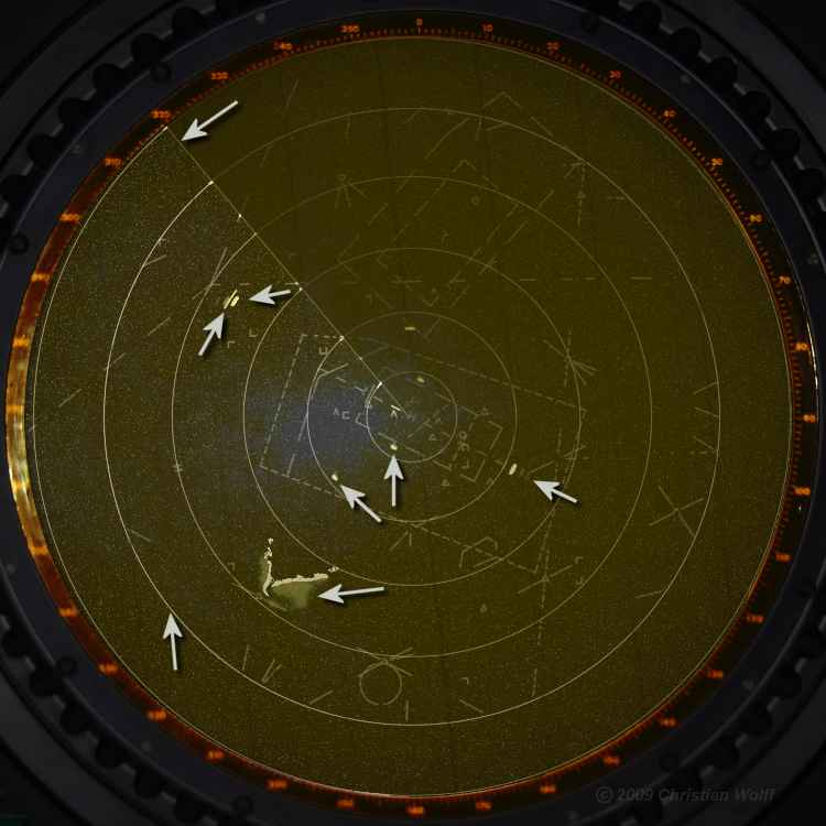 Darstellung der Radarsignale auf einem Rundsichtgerät