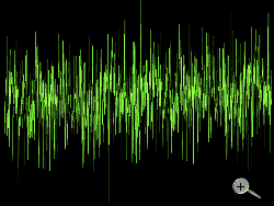 Bruit de fond sur un oscilloscope montrant une oscillation © 2008 Christian Wolff 
(click to enlarge: 640·480px = 300 kByte)
