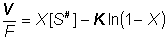 V/F = X[S#] - K Ln(1-X)