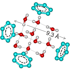 Tetrahedral tricyclo decamer (H2O)10 structure connecting 4 C60 molecules